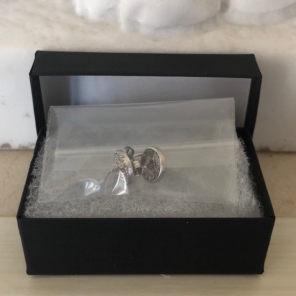 925 Sterling Silver CZ Peace Earrings NEW - Picture 4 of 6